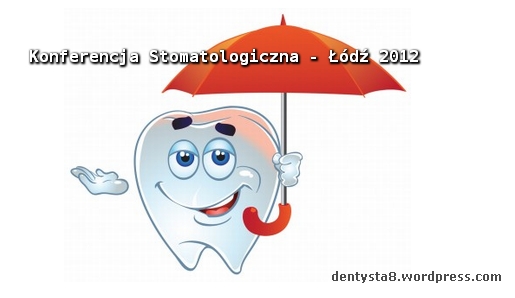 Logo konferencji naukowej poświęconej stomatologii, ząb z parasolką